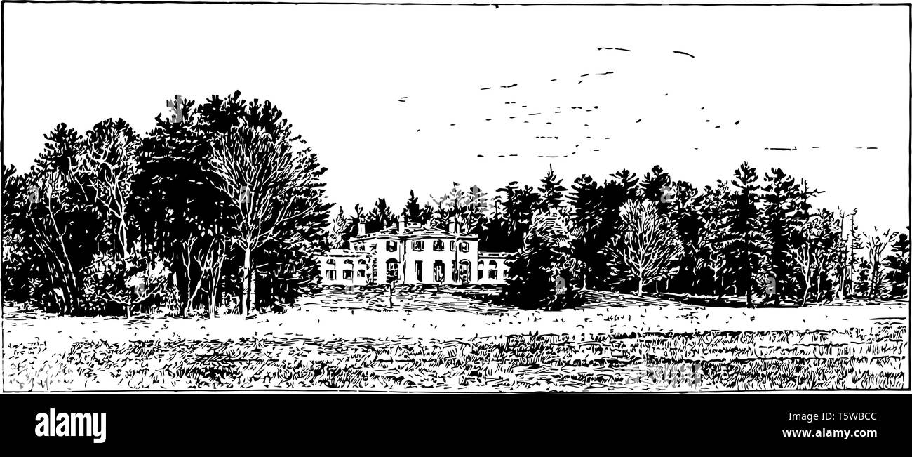 Gore posto è libero e aperto anteriore, gli eventi si svolgono durante tutto l'anno, hanno importanza architettonica come una grande scala in stile federale, v Illustrazione Vettoriale