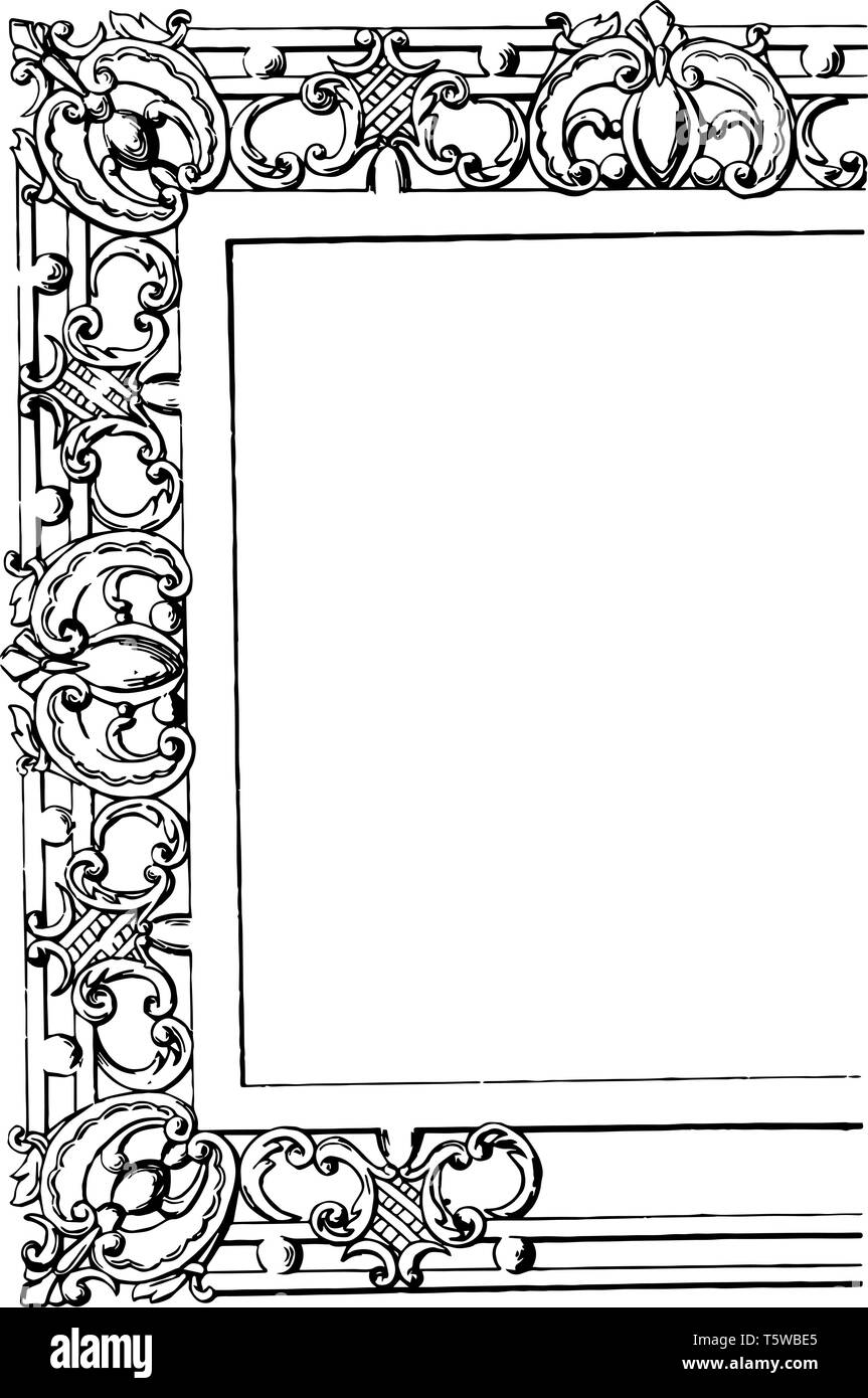 Telaio rettangolare per Piani tavolo il suo utilizzato per su tavoli vintage disegno della linea di incisione o illustrazione. Illustrazione Vettoriale