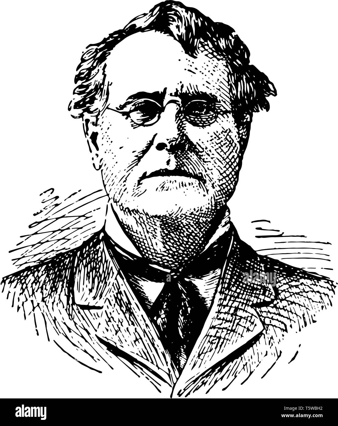 Edward Blake 1833 al 1912 fu statista canadese il secondo premier di Ontario e leader del partito liberale del Canada vintage disegno della linea o en Illustrazione Vettoriale