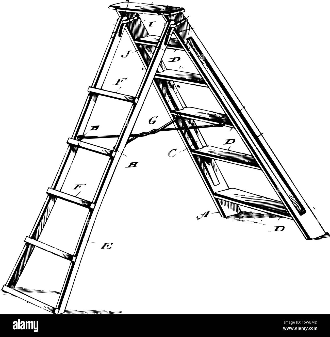 Questa immagine rappresenta sei scaletta che è appeso al top della linea  vintage disegno incisione o illustrazione Immagine e Vettoriale - Alamy