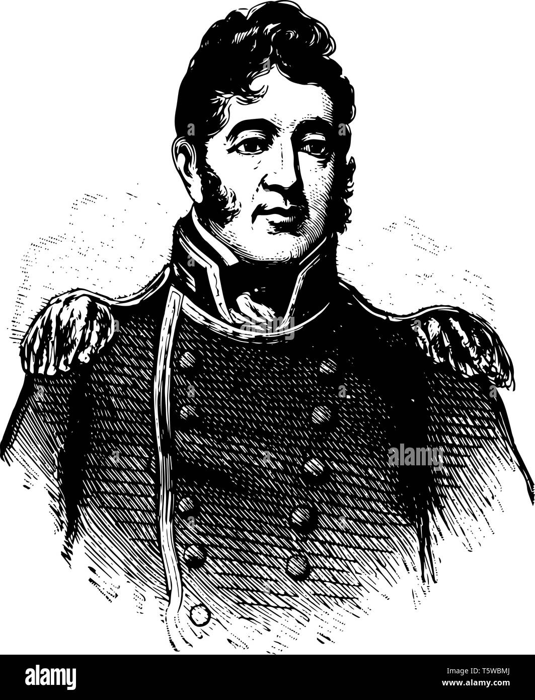 William Bainbridge 1774 al 1833 egli è stato un commodore nella marina degli Stati Uniti e famosa per le sue numerose vittorie in mare linea vintage disegno o engravin Illustrazione Vettoriale