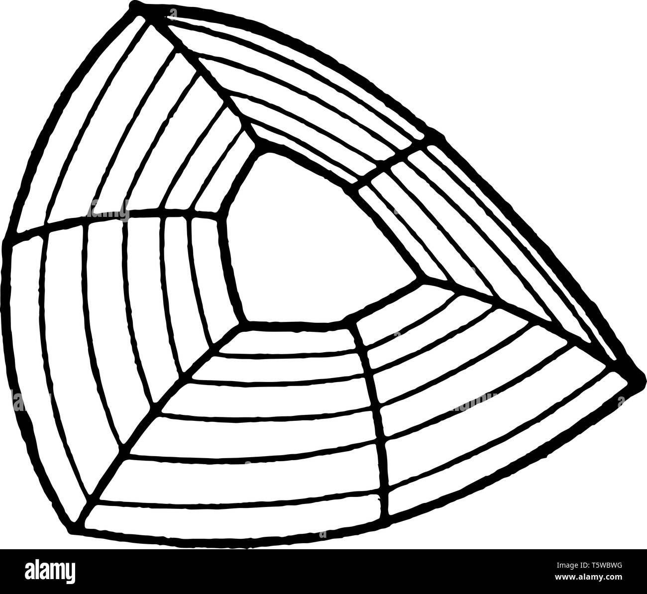 Questo diagramma rappresenta la curvatura di piani di cristallo, vintage disegno della linea di incisione o illustrazione. Illustrazione Vettoriale