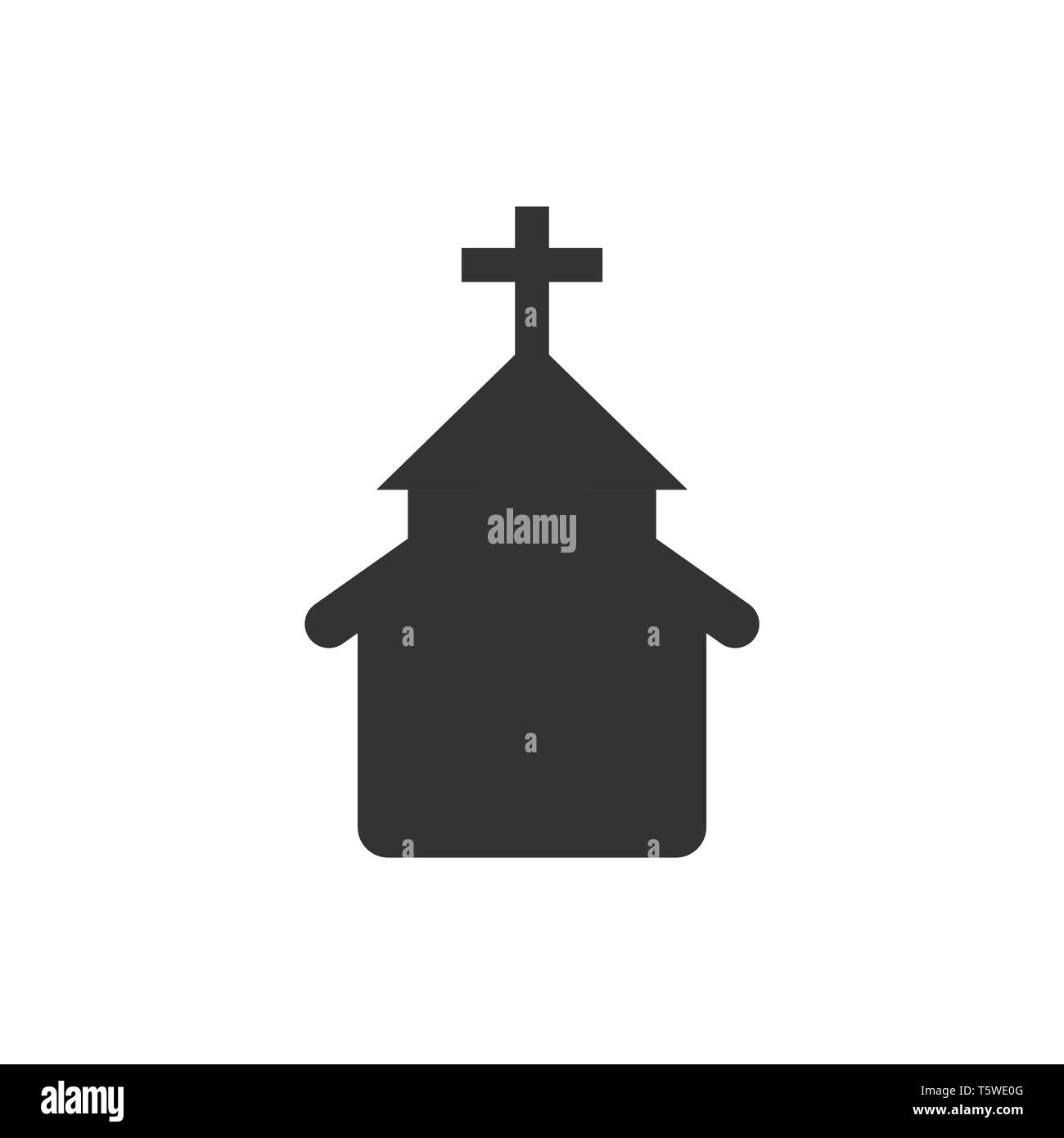 Icona della chiesa in stile appartamento. Cappella illustrazione vettoriale bianco su sfondo isolato. Edificio religioso il concetto di business. Illustrazione Vettoriale