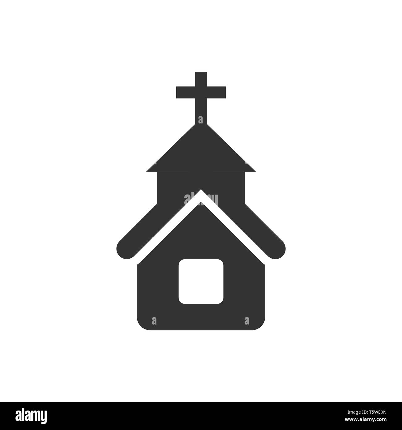 Icona della chiesa in stile appartamento. Cappella illustrazione vettoriale bianco su sfondo isolato. Edificio religioso il concetto di business. Illustrazione Vettoriale