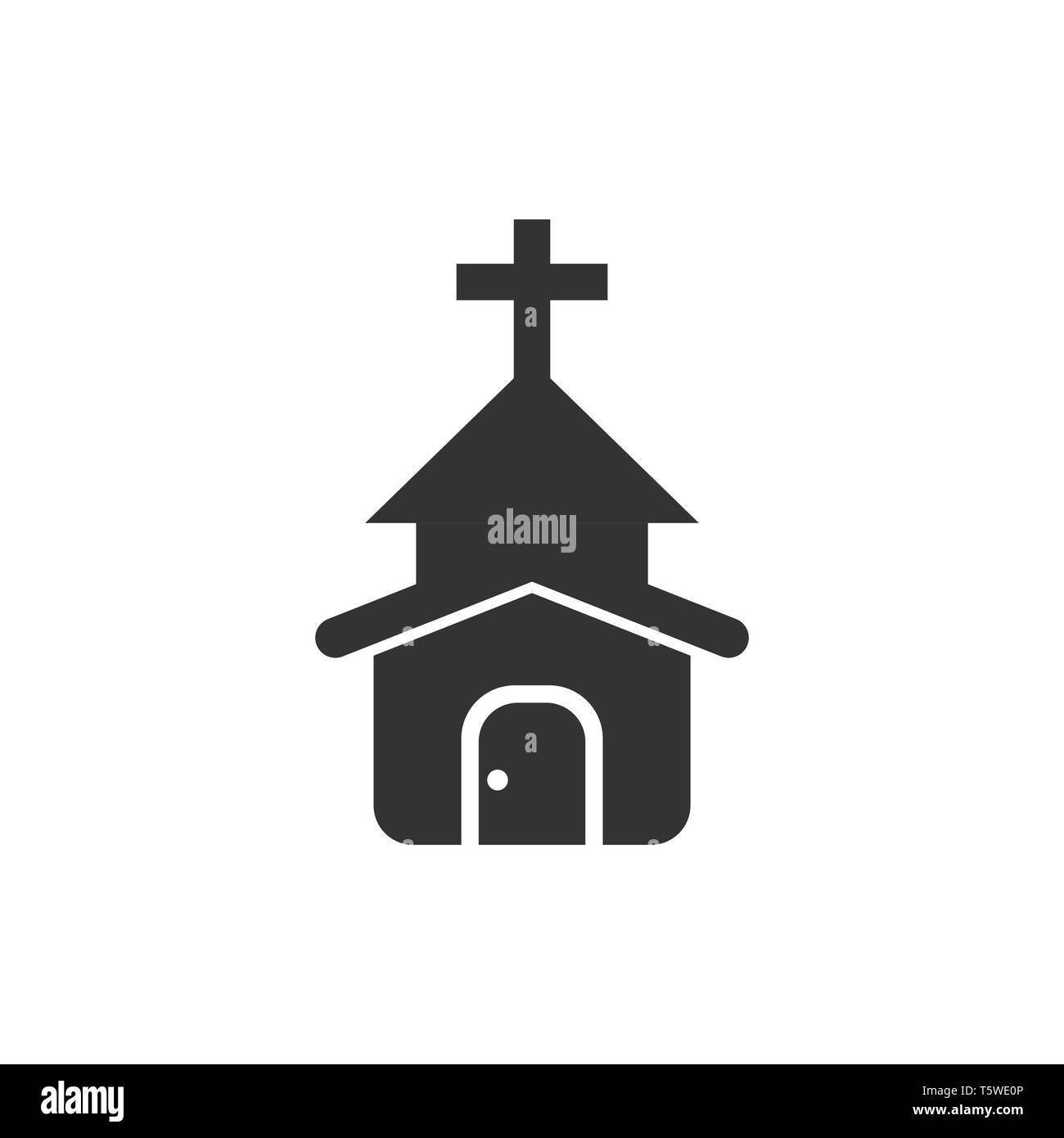 Icona della chiesa in stile appartamento. Cappella illustrazione vettoriale bianco su sfondo isolato. Edificio religioso il concetto di business. Illustrazione Vettoriale