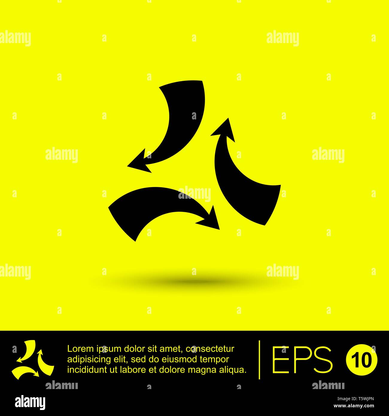 Icona nera frecce. Simboli isolati su sfondo giallo. Illustrazione Vettoriale. Illustrazione Vettoriale