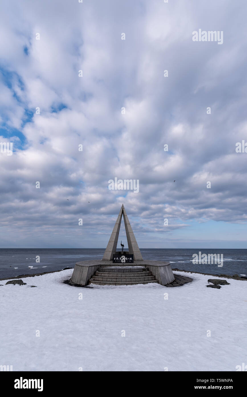 Capo di soia è il punto più settentrionale dell'isola di Hokkaido, Giappone. Foto Stock