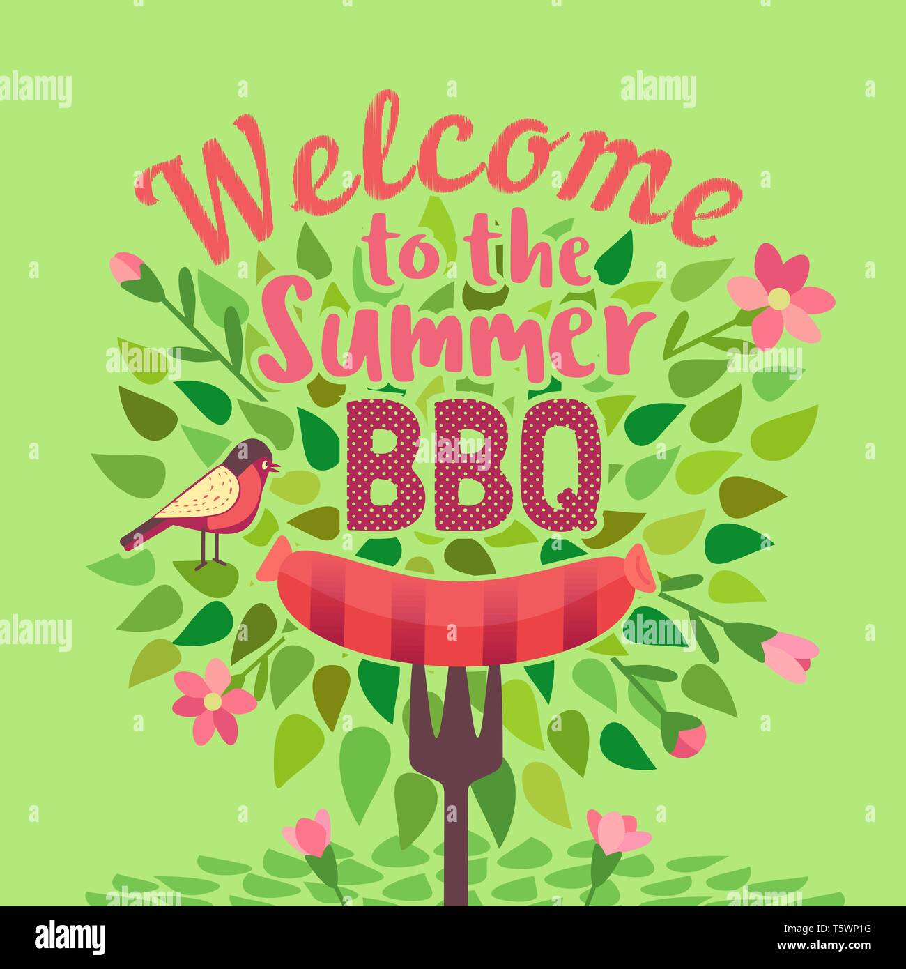 Estate barbecue picnic poster del vettore Illustrazione Vettoriale