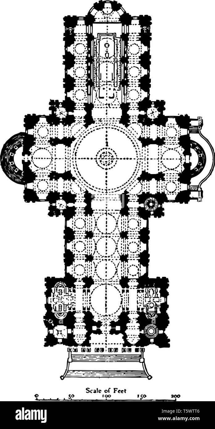 Pianta della Cattedrale di St Paul London 16751710 Un esempio inglese di architettura rinascimentale progettato la cattedrale dargli maggiore altezza e importanc Illustrazione Vettoriale