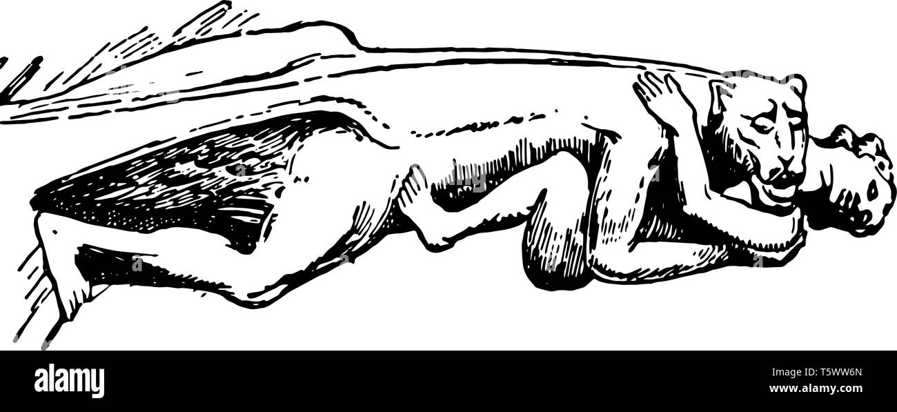 Clermont Gargoyle in Francia, doccioni, architettura gotica, i beccucci sporgenti, scolpite in forme differenti, animale e umano, demoniaca, grottesca, eccle Illustrazione Vettoriale