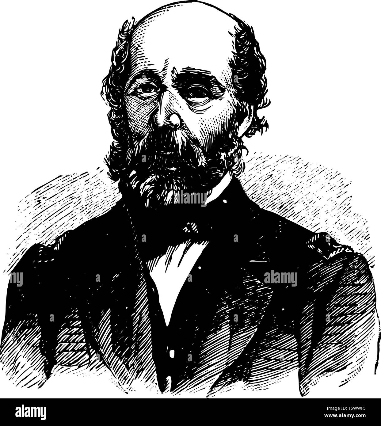 Capitano Charles Stewart Boggs 1811 a 1888 ha servito nella Marina degli Stati Uniti durante il messicano di guerra americana e la guerra civile americana vintage l Illustrazione Vettoriale