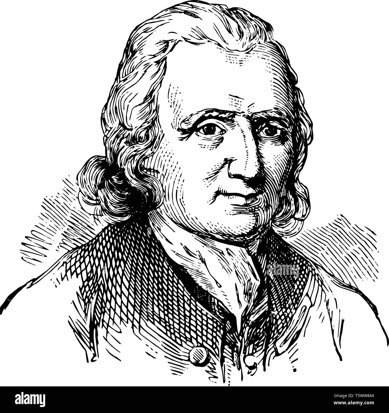 Cadwallader Colden 1688 al 1776 egli era un medico scienziato naturale e il luogotenente governatore della provincia di New York vintage disegno della linea o engr Illustrazione Vettoriale