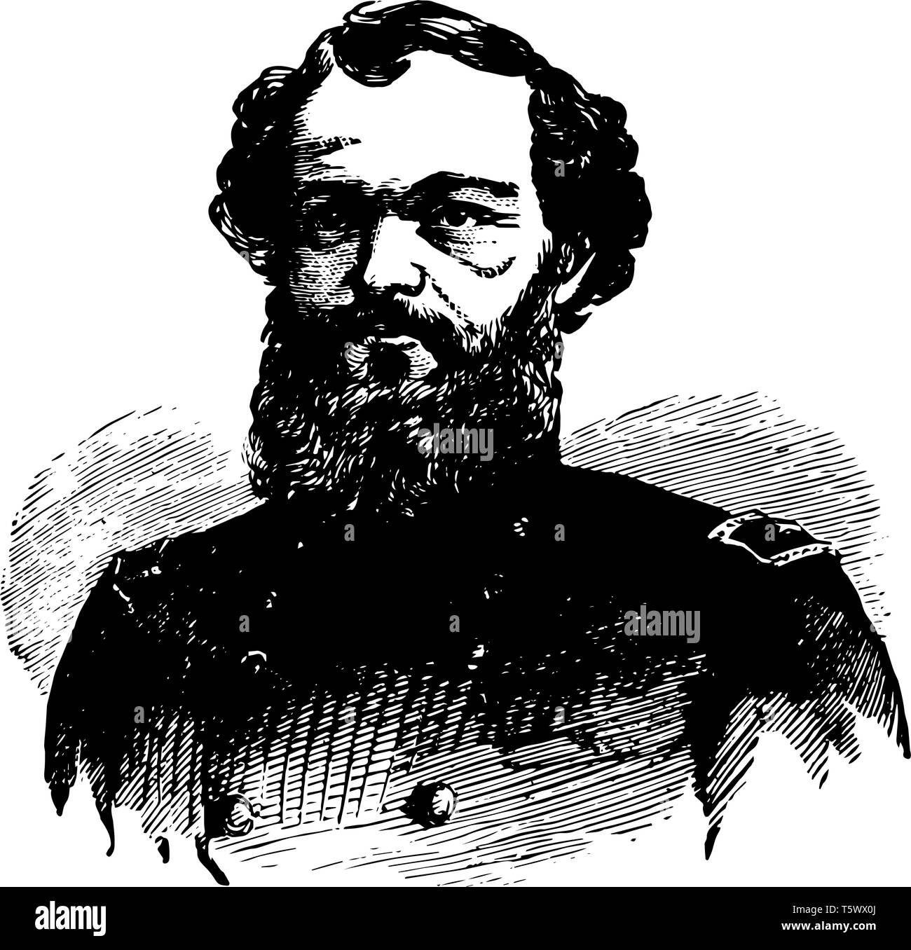 Quincy Adams Gillmore 1825 al 1888 egli era un americano di ingegnere civile Autore e in generale la Union Army durante la guerra civile americana vintage linea d Illustrazione Vettoriale