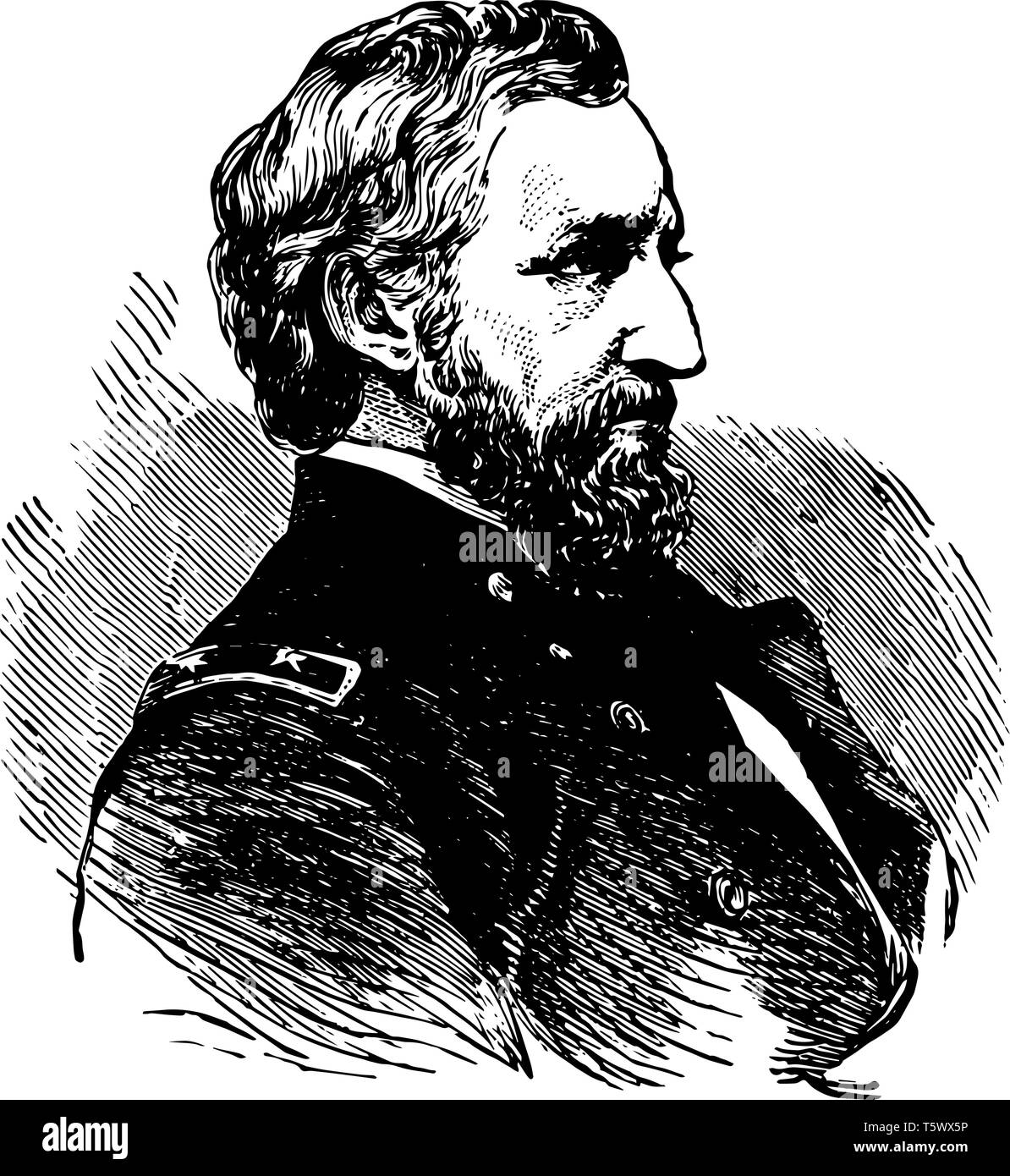 William Starke Rosecrans 1819 al 1898 egli era un inventore americano politico e United States Army officer e unione generale durante la American libe Illustrazione Vettoriale