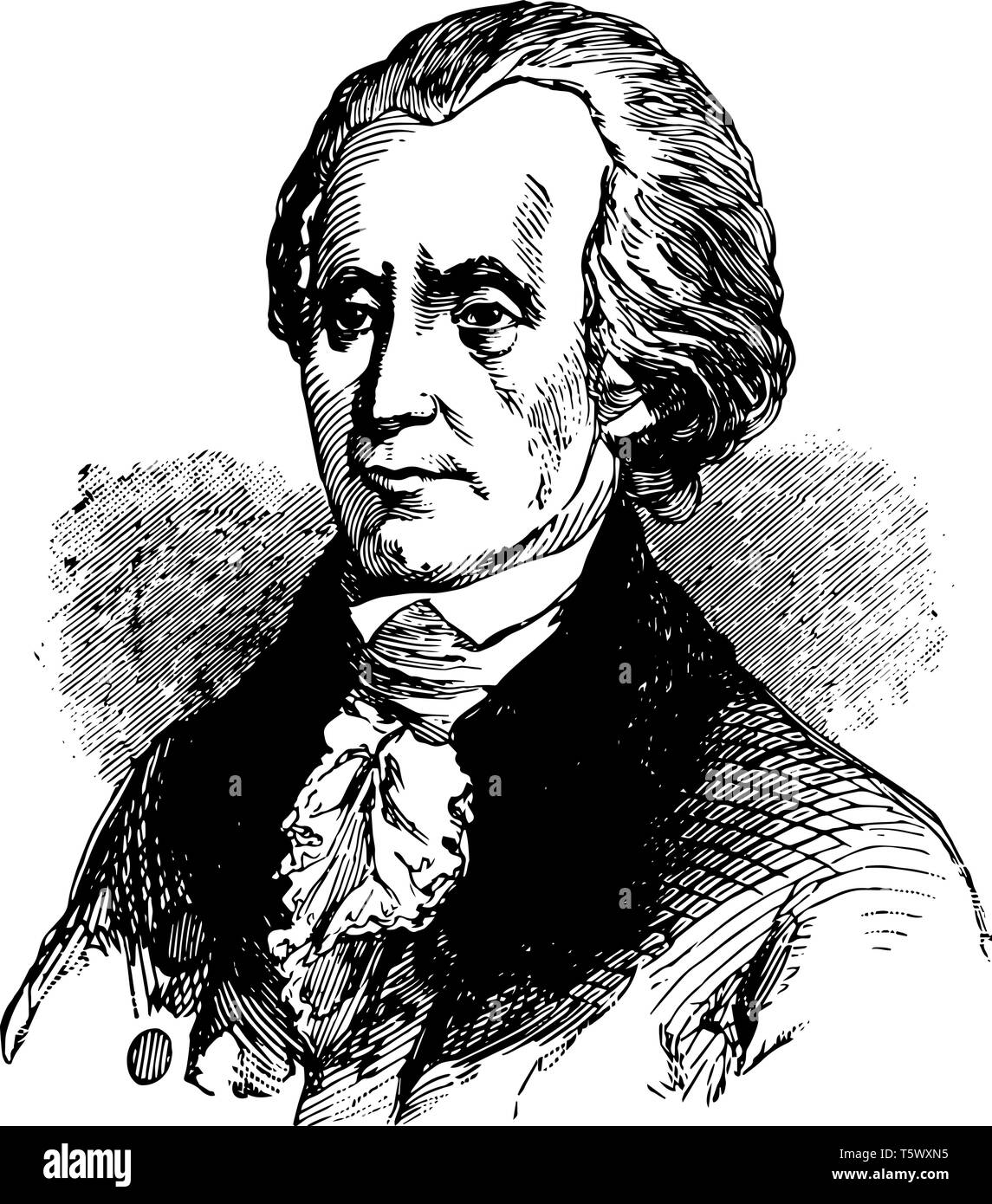 Richard Henry Lee 1732 al 1794 fu uno statista americano da Virginia famosa per il moto al secondo congresso continentale linea vintage drawin Illustrazione Vettoriale