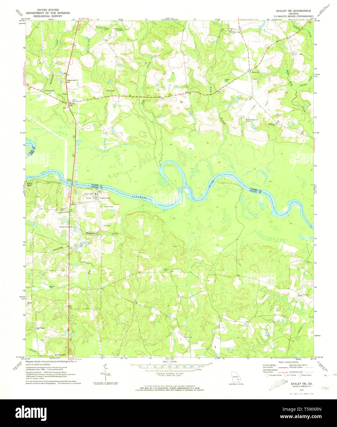USGS TOPO Map Georgia GA Baxley NE 245008 1970 24000 Restauro Foto Stock