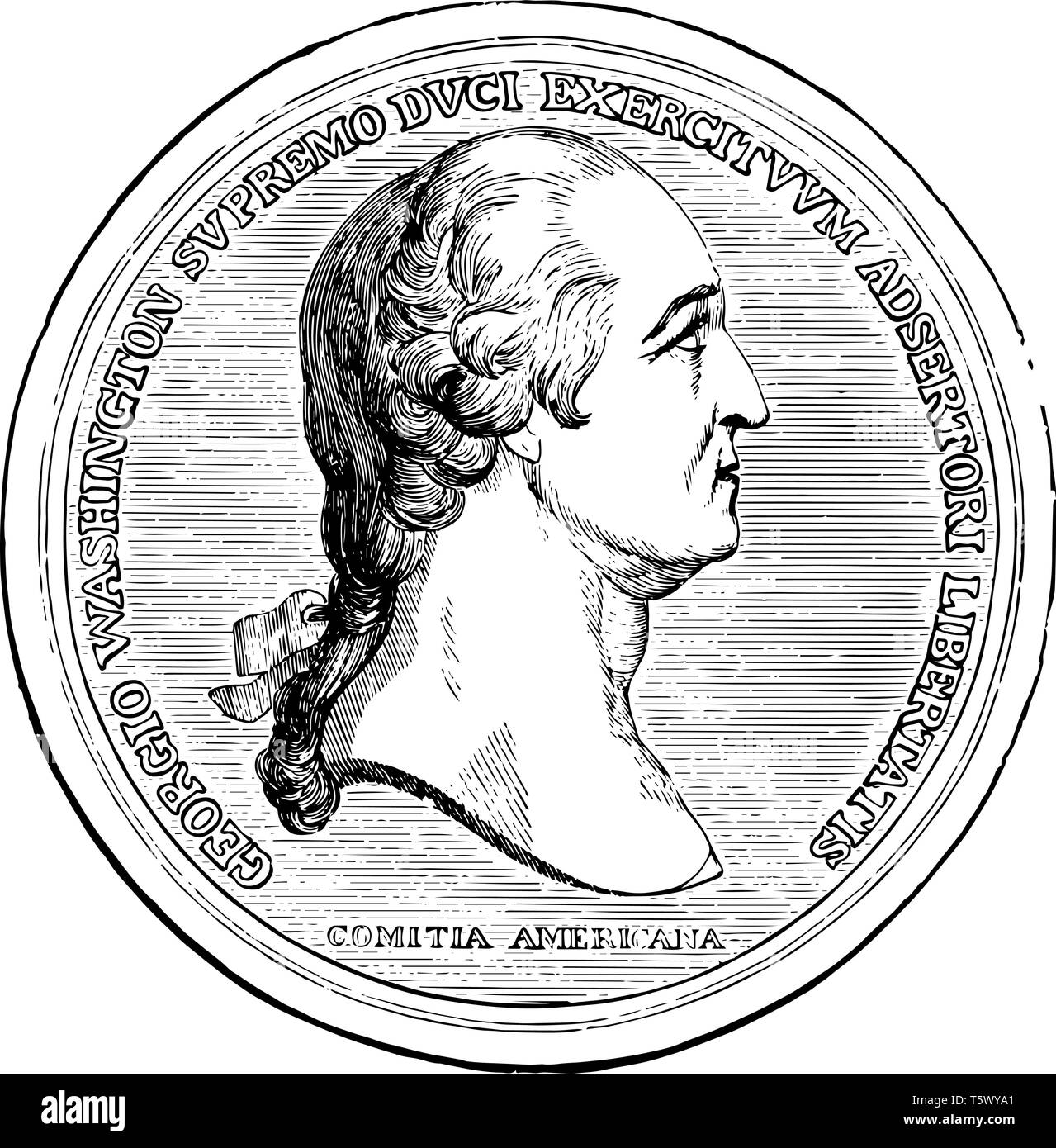 Dopo la Rivoluzione Americana il Congresso ha commissionato medaglie d oro come la sua massima espressione nazionale di apprezzamento per illustri i risultati conseguiti e Illustrazione Vettoriale