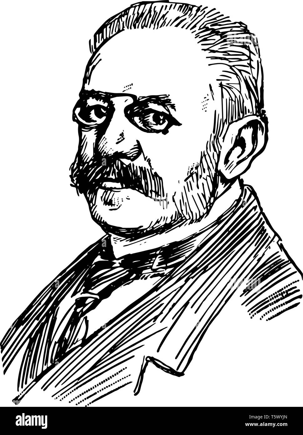 Jules Martin Cambon 1845 al 1935 che egli era un diplomatico francese avvocato e governatore generale di Algeria vintage disegno della linea di incisione o illustrazione Illustrazione Vettoriale
