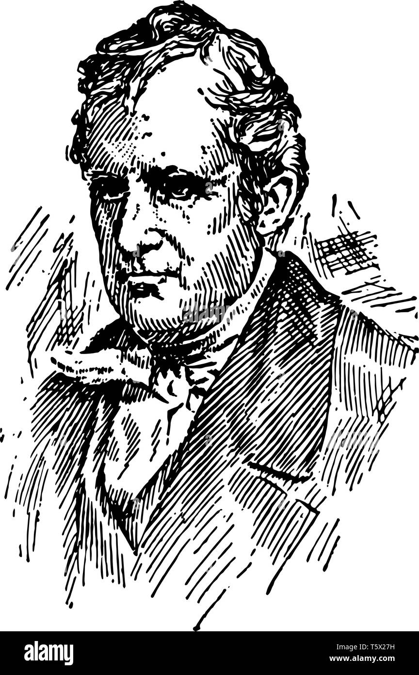 James Fenimore Cooper 1789 al 1851 era popolare romanziere americano Historian e US Navy marinaio più famoso per il suo lavoro l'ultimo dei Mohicans vin Illustrazione Vettoriale