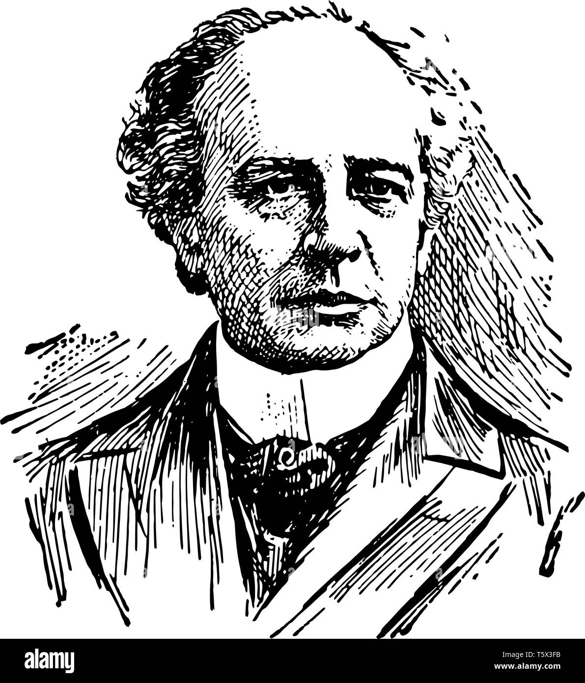 Sir Wilfrid Laurier 1841 al 1919 era il settimo primo ministro del Canada dal 1896 al 1911 vintage disegno della linea di incisione o illustrazione Illustrazione Vettoriale