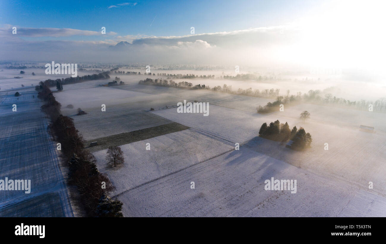 Rheinvalley con snow drone Foto Stock