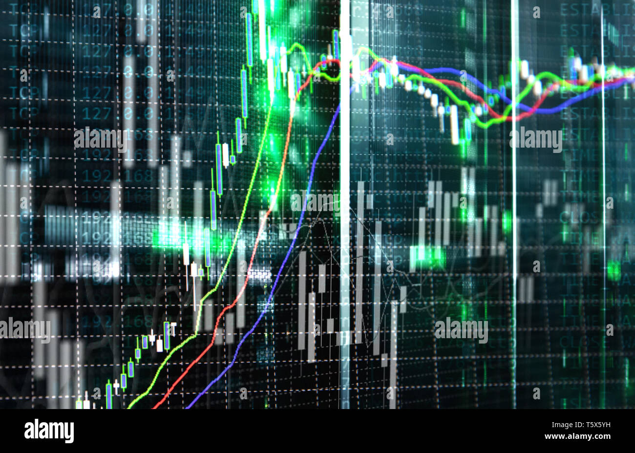 Broker centro di monitoraggio. Il mercato azionario management center. Gli algoritmi di trading sulla sala server Foto Stock