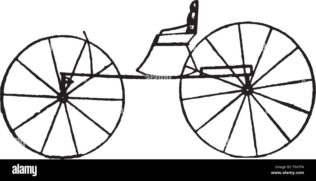 Buckboard carro di semplice costruzione destinato ad essere trainato da un cavallo o altro animale di grandi dimensioni, vintage disegno della linea di incisione o illustrazione. Illustrazione Vettoriale