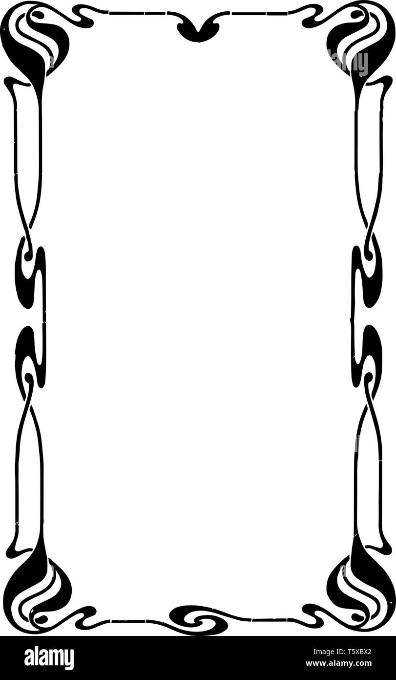 Pagina decorativo confine sono linee fluide utilizzato per il telaio una pagina vintage disegno della linea di incisione o illustrazione. Illustrazione Vettoriale