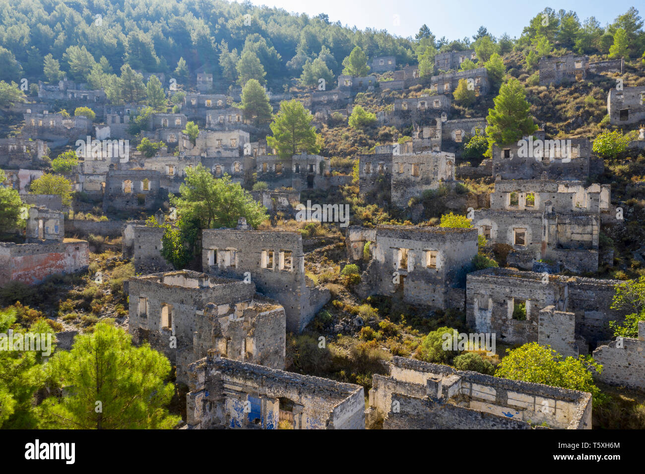 Turchia, Fethiye, Kayakoy (Mugla) città fantasma, un ex colonia greca ed ora una città abbandonate e open air museum Foto Stock