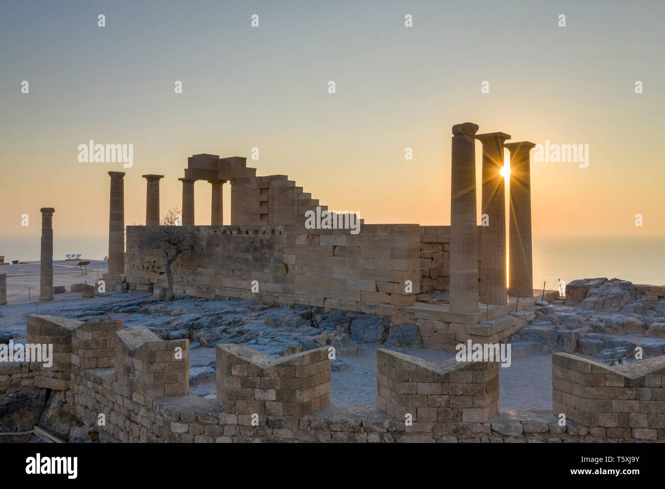 La Grecia, Rodi, Acropoli di Lindos Foto Stock