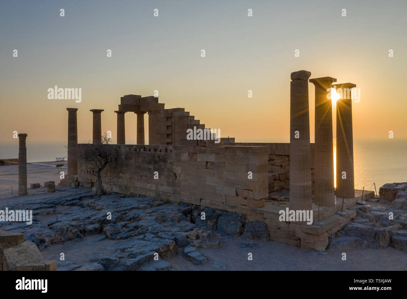 La Grecia, Rodi, Acropoli di Lindos Foto Stock