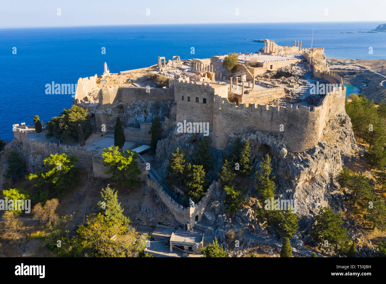 La Grecia, Rodi, Acropoli di Lindos Foto Stock