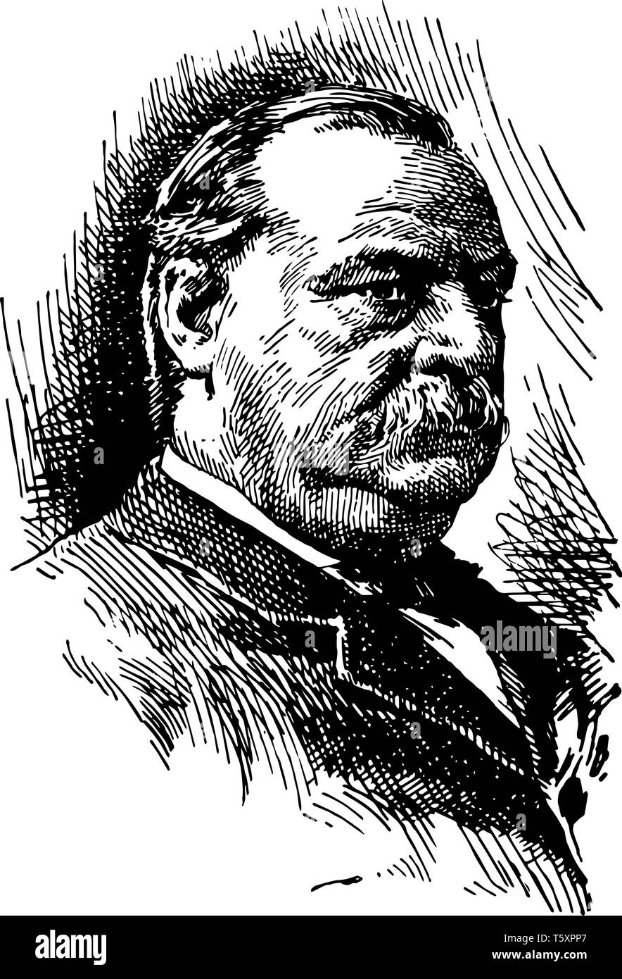 Grover Cleveland 1837 al 1908 egli è stato un uomo politico americano e avvocato ventiduesimo e ventiquattresimo presidente degli Stati Uniti il governatore di New York linea vintage Illustrazione Vettoriale