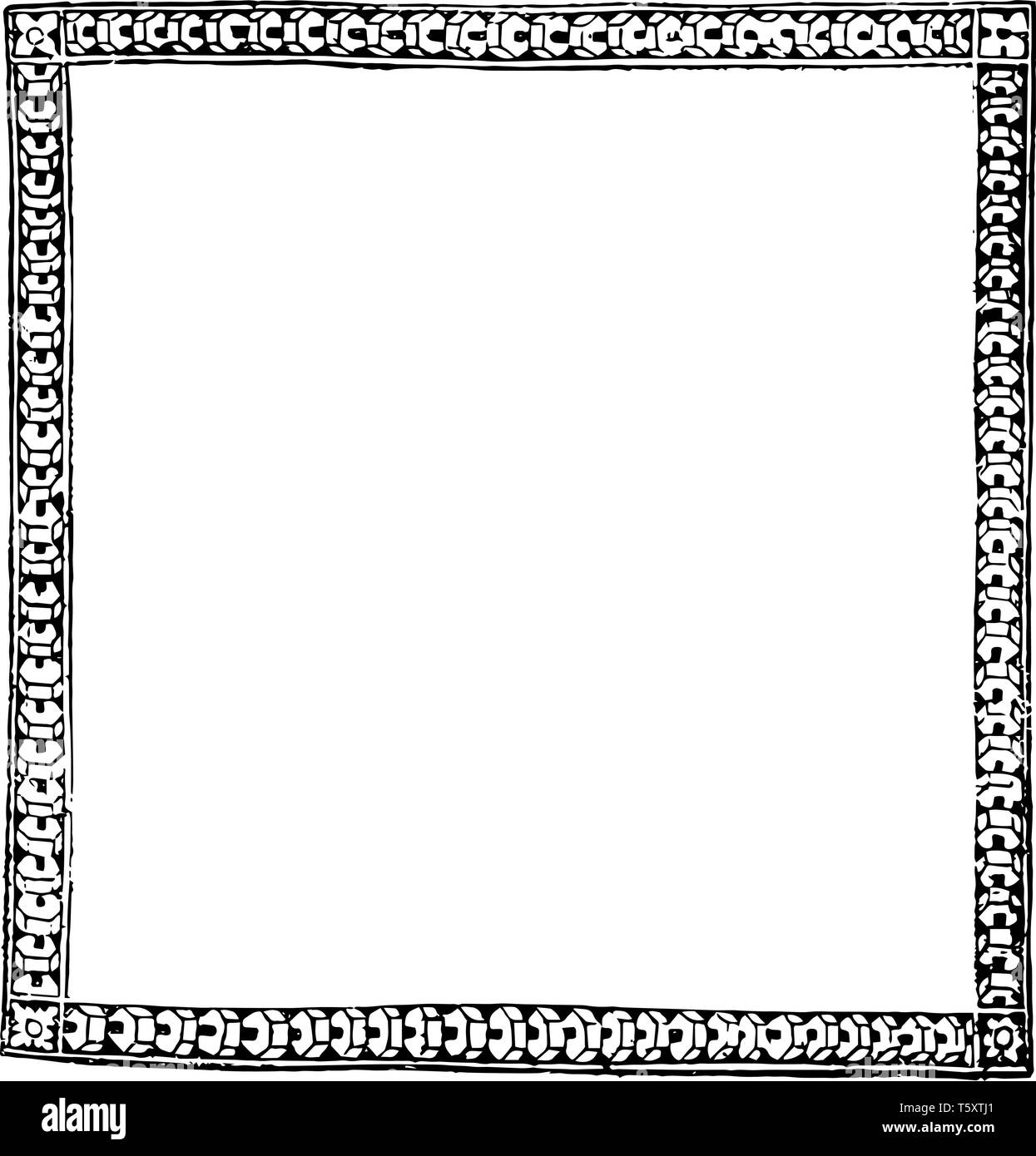 Cornice decorativa hanno il vecchio modello e design molto semplice, vintage disegno della linea di incisione o illustrazione. Illustrazione Vettoriale