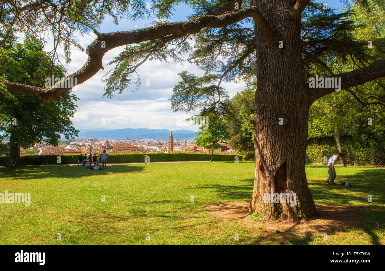 Il Giardino di Boboli di Firenze, ospita una collezione di sculture databili dal XVI al XVIII secolo, con alcune antichità romane. Foto Stock