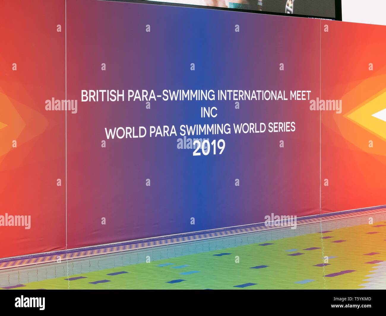 Pool-segnaletica laterale visto durante il giorno 3 del 2019 British Para-Swimming incontro internazionale, a Tollcross International centro nuoto. Foto Stock