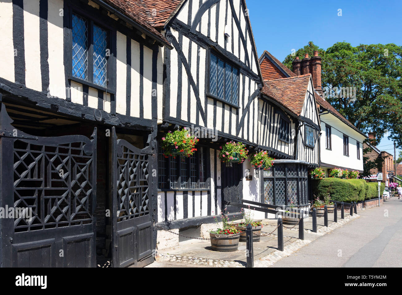 Tudor edificio con travi di legno, inferiore Street, Stansted Mountfitchet, Essex, Inghilterra, Regno Unito Foto Stock