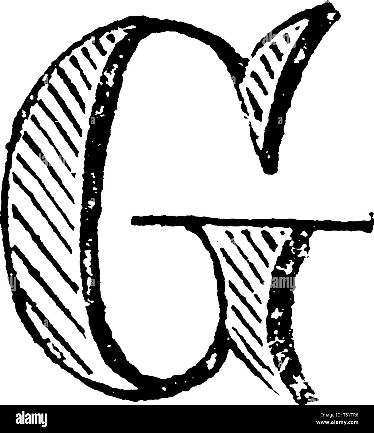 Una decorativa lettera maiuscola G con linee trasversali, vintage disegno della linea di incisione o illustrazione Immagine e Vettoriale - Alamy