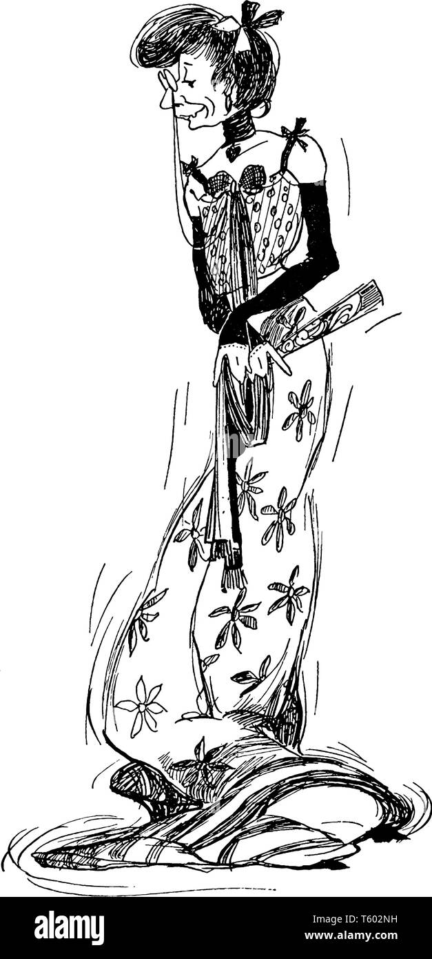 Una donna che indossa un paio di occhiali, vintage disegno della linea di incisione o illustrazione Illustrazione Vettoriale