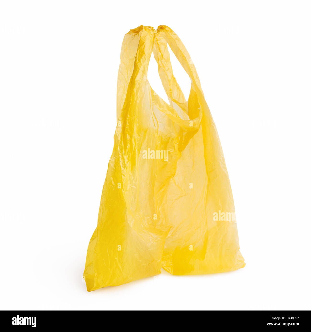 Svuotare il sacchetto in plastica su bianco Foto Stock