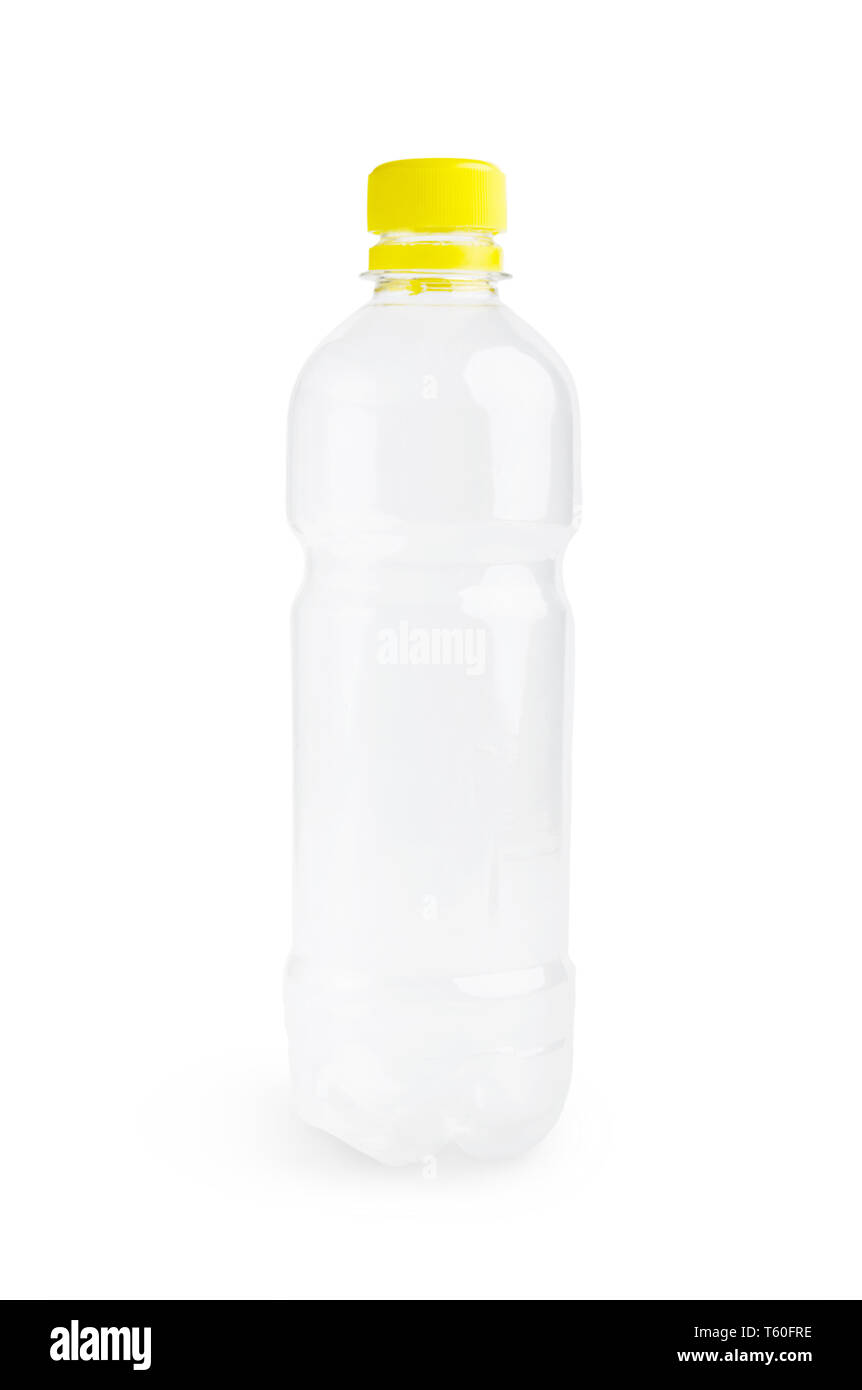 La bottiglia di plastica su bianco Foto Stock