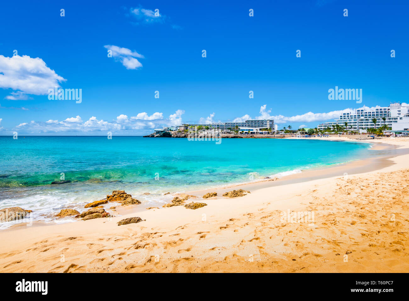 Maho Bay Beach, St Maarten Foto Stock