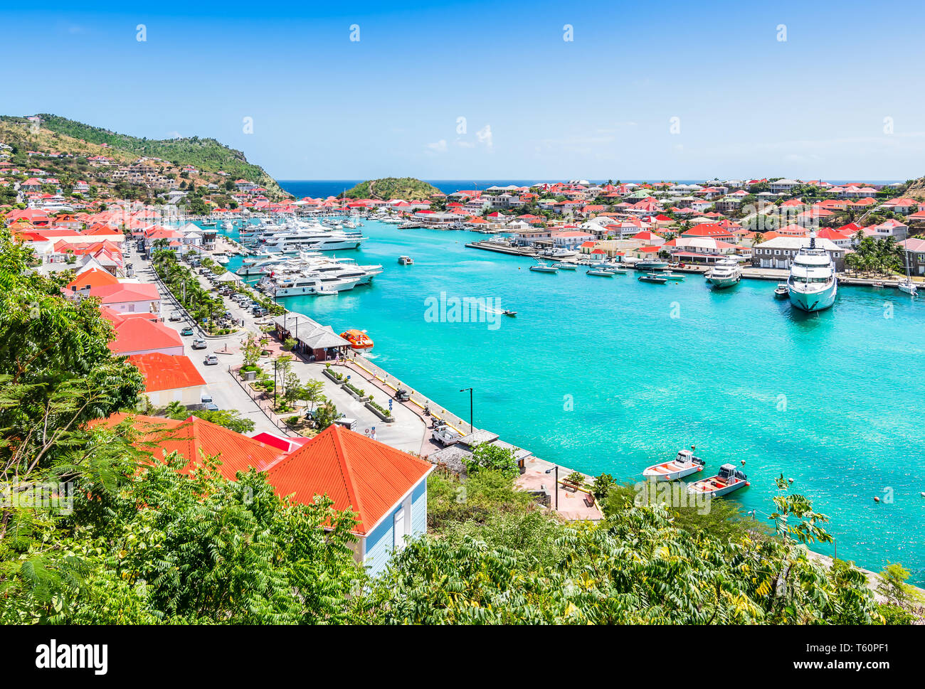 Gustavia harbor, St Barts, dei Caraibi Foto Stock