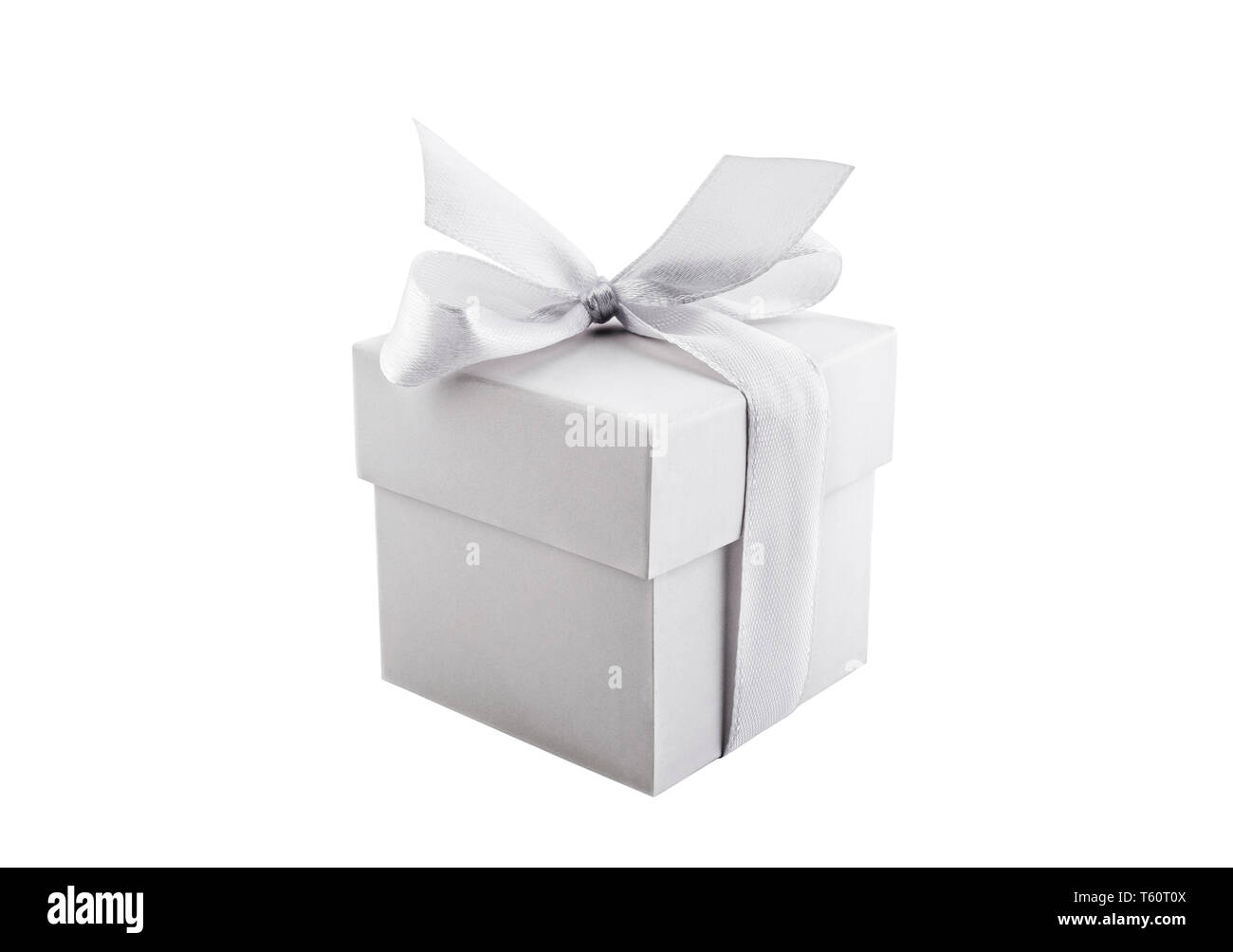Di piccole dimensioni e di colore bianco presente box isolati su sfondo bianco Foto Stock