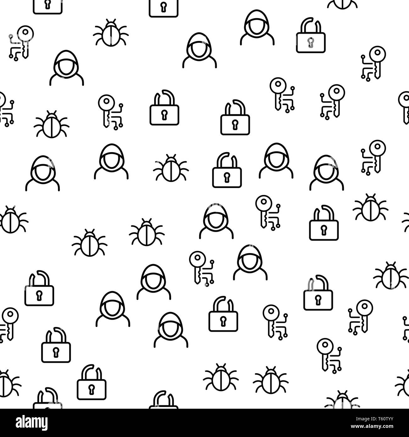 Cyber Hacker senza interruzioni di attività del vettore di pattern Illustrazione Vettoriale