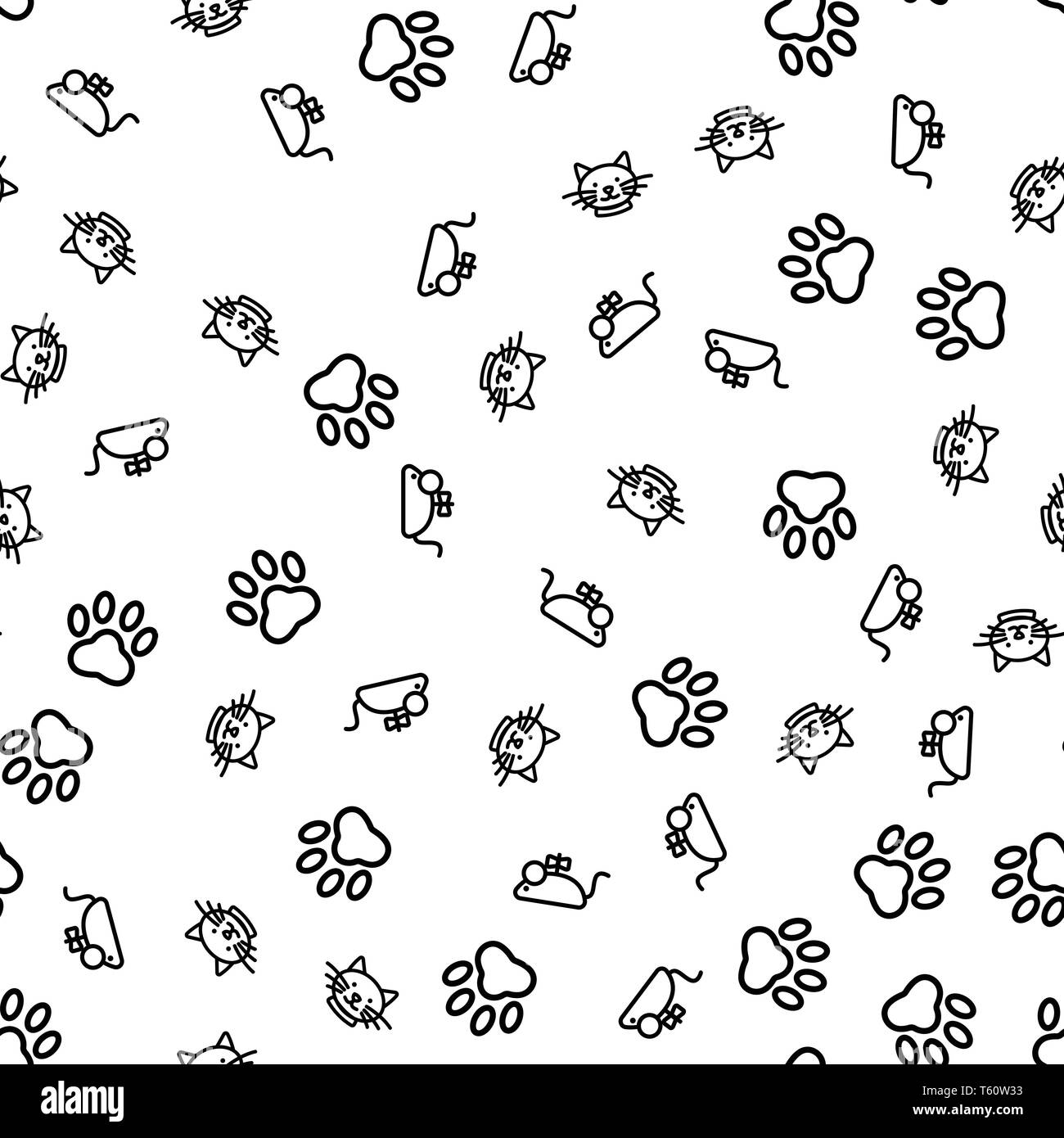 Funny cat vita animale senza giunture vettore di pattern Illustrazione Vettoriale