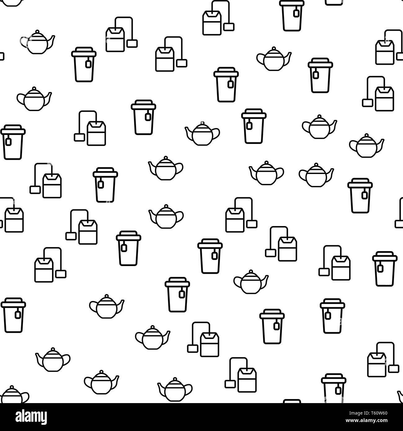 Prodotto di tè naturale senza giunture vettore di pattern Illustrazione Vettoriale