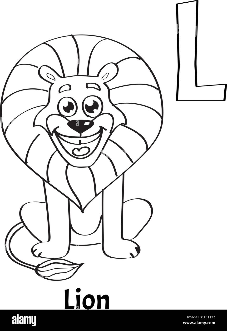 Alfabeto lettera L. Lion Illustrazione Vettoriale