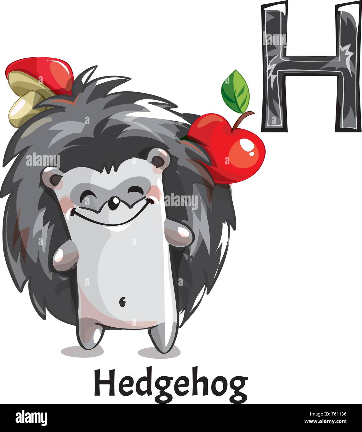 Alfabeto di vettore lettera H. Riccio Illustrazione Vettoriale