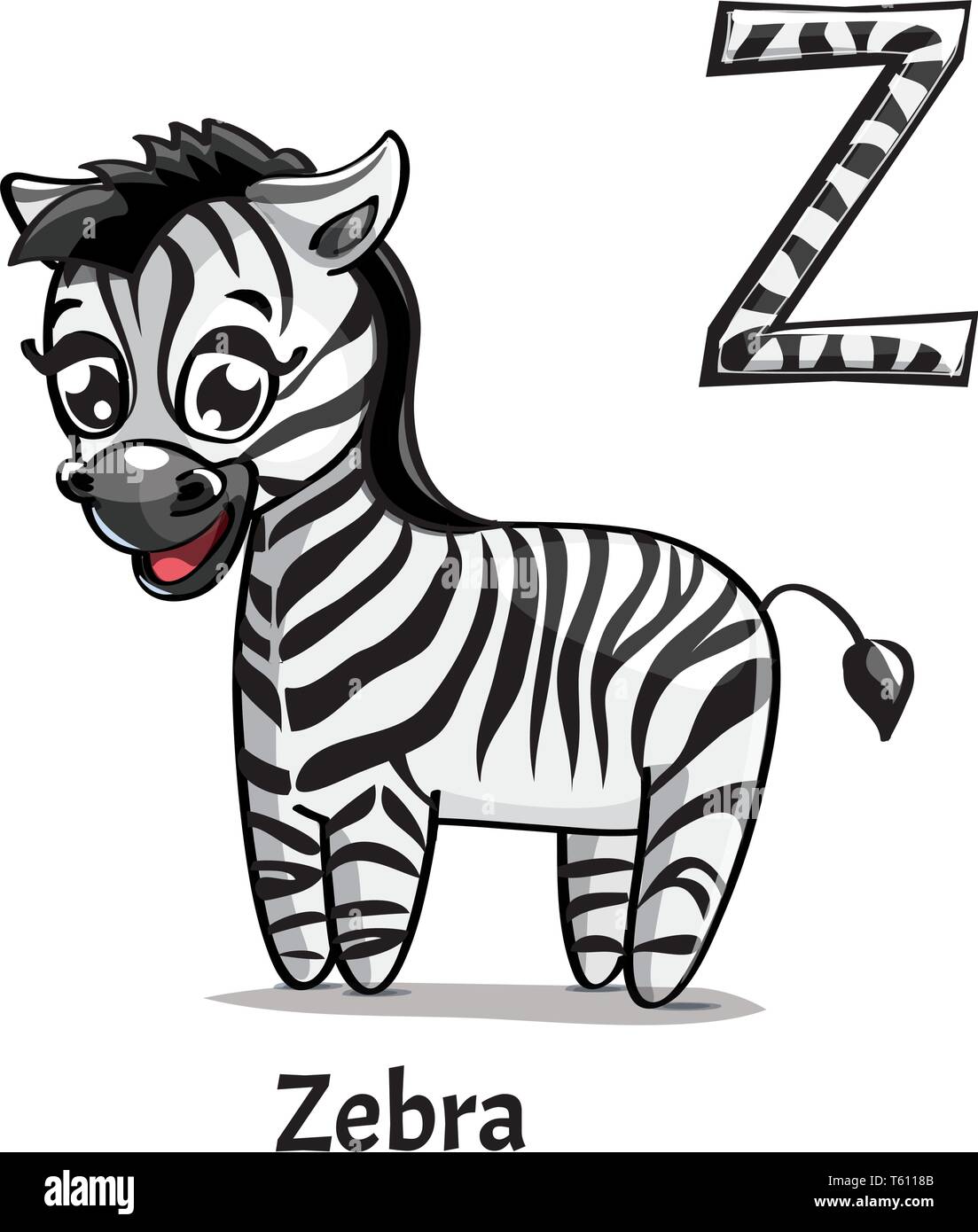 Alfabeto di vettore lettera Z. Zebra Illustrazione Vettoriale